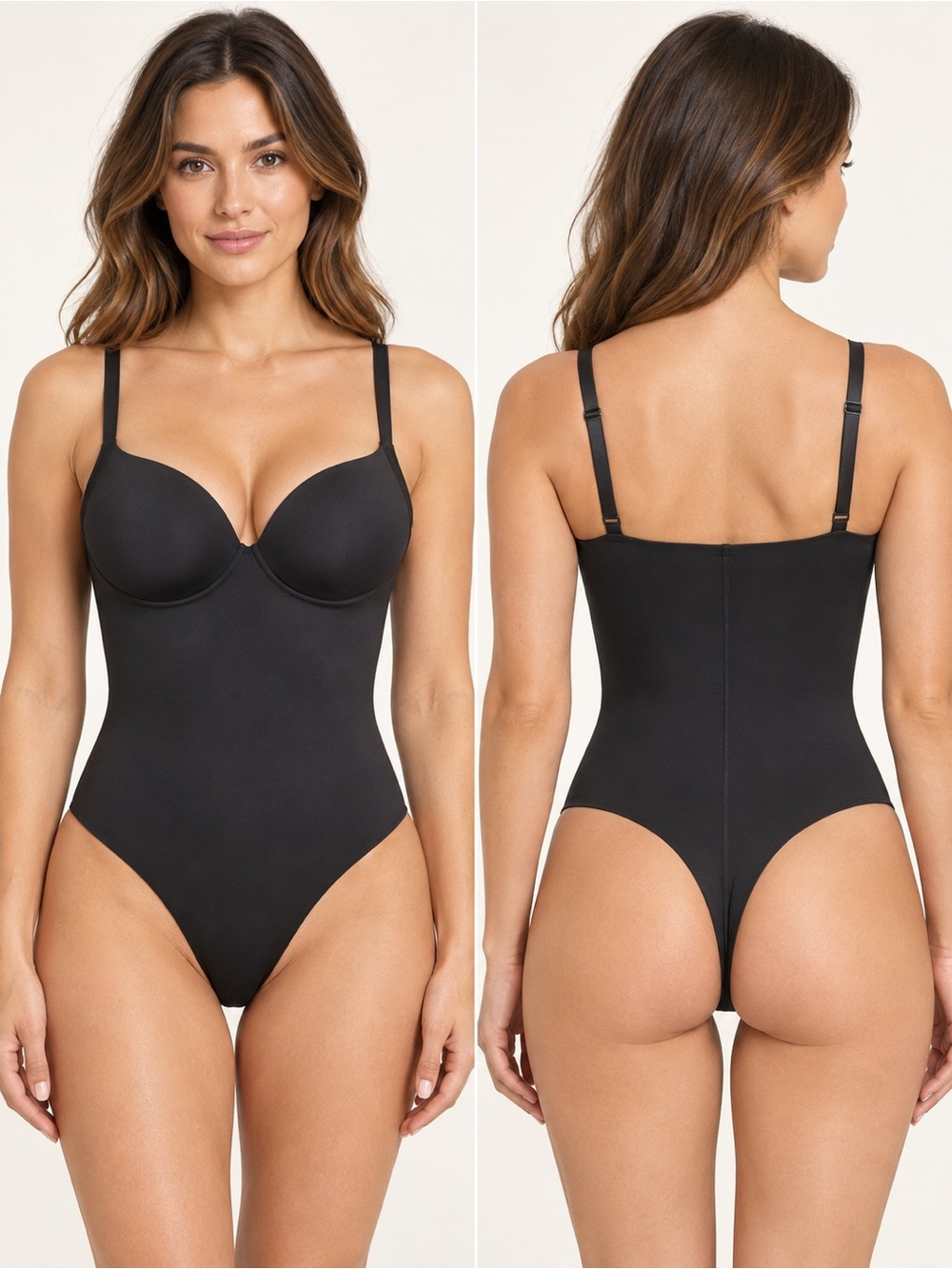 NWT SKIMS Ultimate Body Thong Bodysuit Onyx Black Size Small